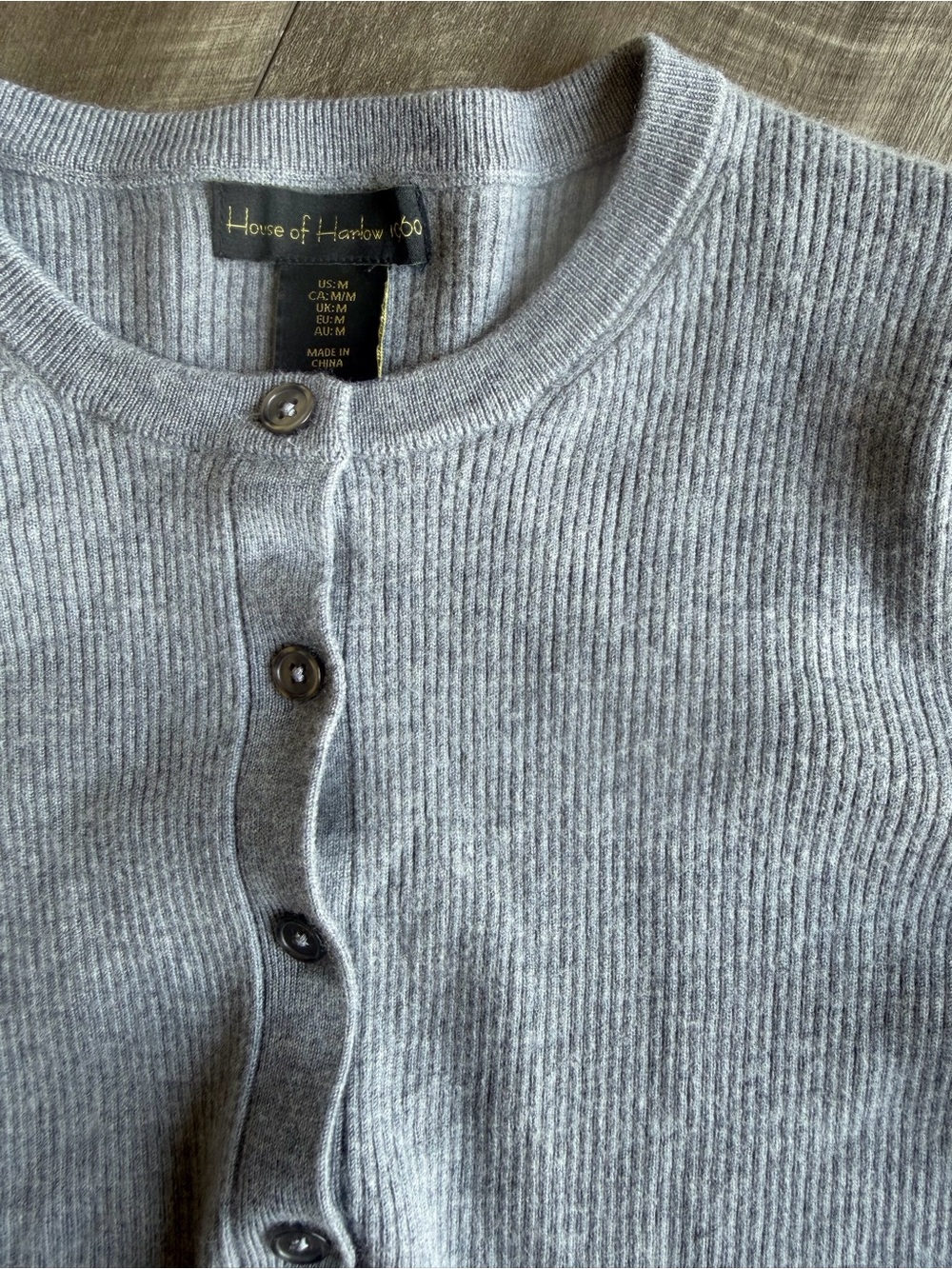 House of Harlow 1960 Cardigan Sweater Women’s Sz M 100% Merino Wool Soft Preppy - Picture 4 of 5